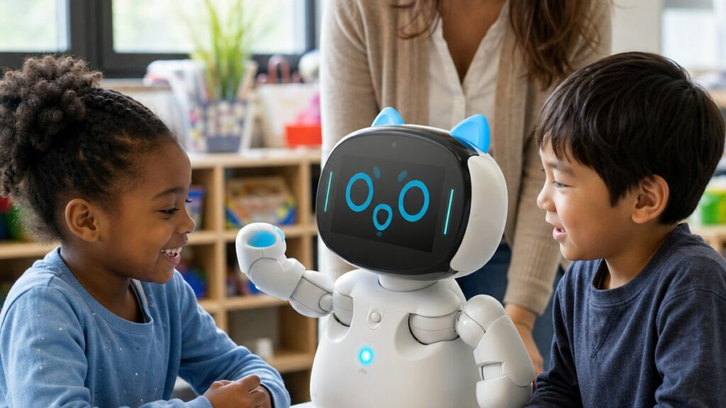 Social robots in education: a classroom robot interacting warmly with young students