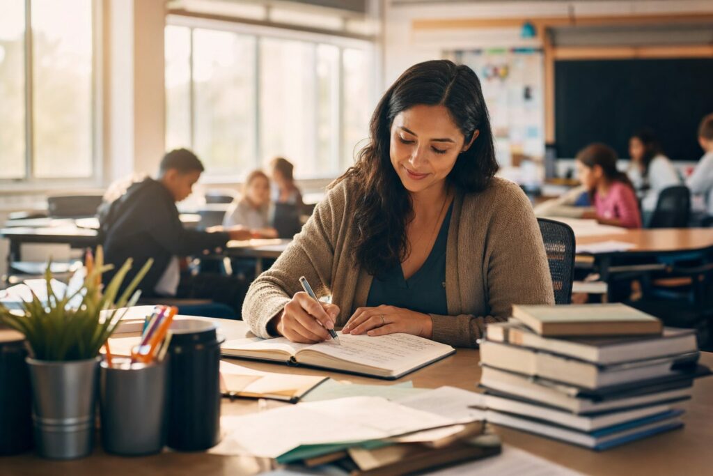 A teacher planning a SIOP lesson