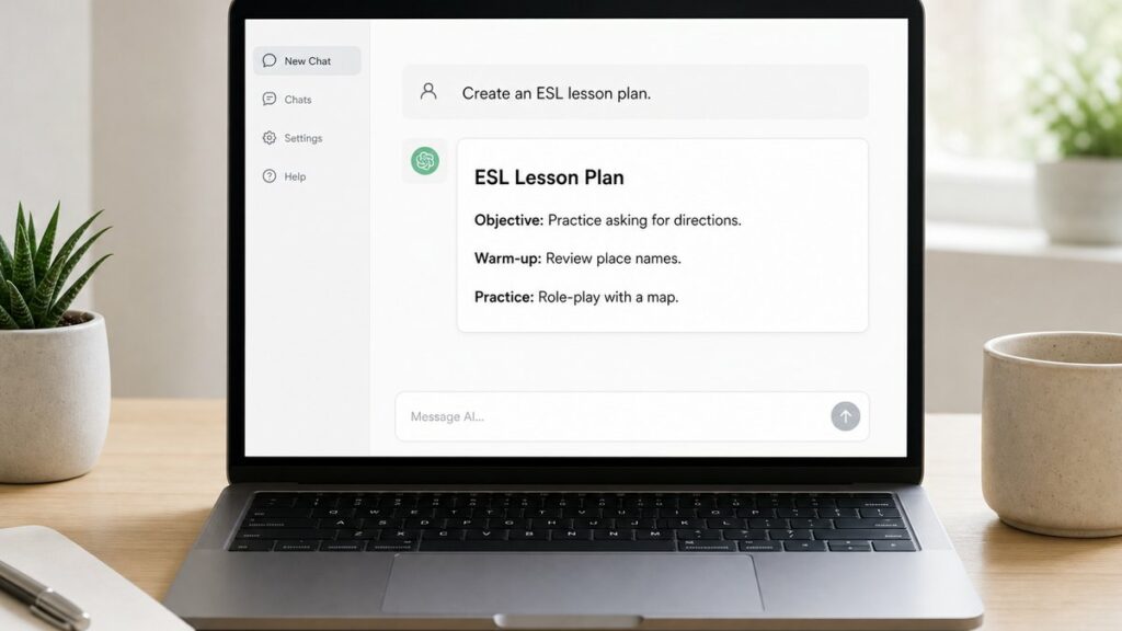 AI lesson planning in an AI chat interface generating a lesson plan
