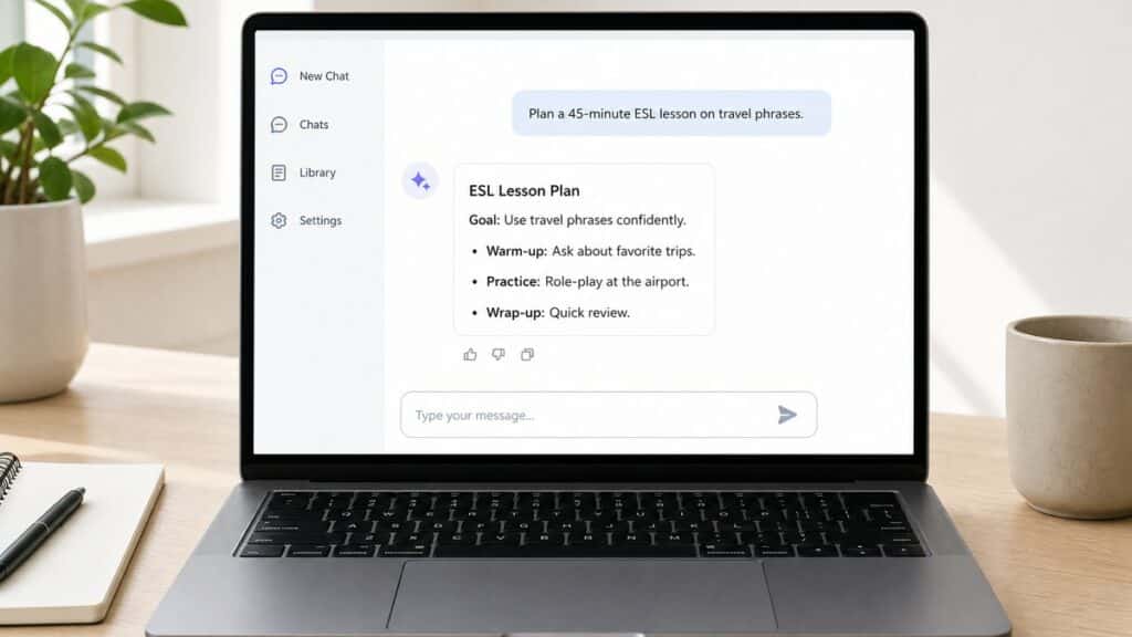 ChatGPT for teachers interface planning an ESL lesson