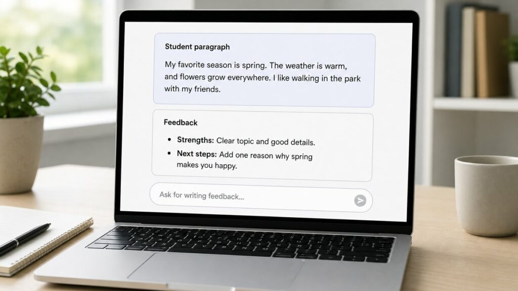 Claude for teachers giving writing feedback in an AI chat interface