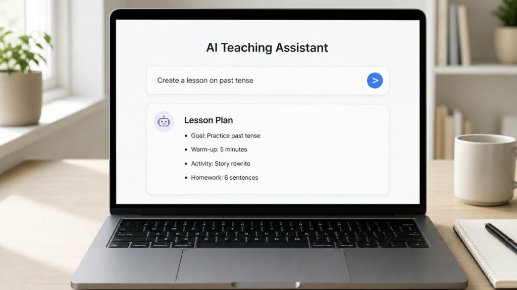 Gemini for teachers generating teaching materials in an AI chat interface